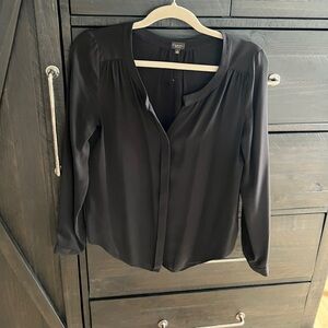 Black silk button up blouse
